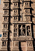 The great Chola temples of Tamil Nadu - The Nataraja temple of Chidambaram. The East Gopura. Details of the panels with dance postures.